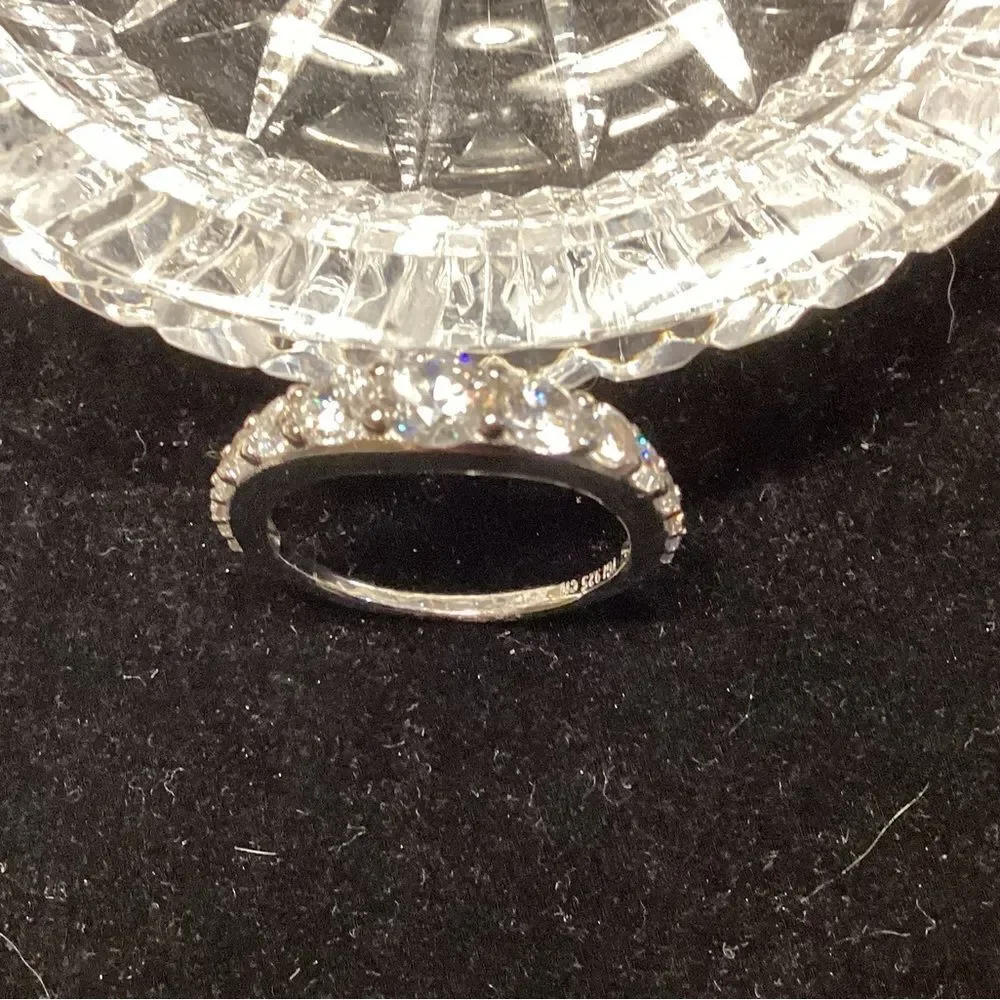 Elegant Sterling Silver Ring with Diamond Simulant Bella Luce